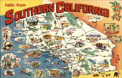 Hello From Southern California Los Angeles, CA Maps Postcard Postcard Postcard