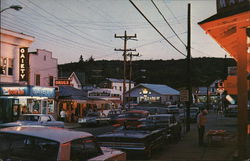 Street Scene at Night Inlet, NY Postcard Postcard Postcard