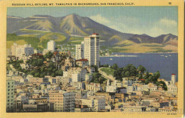 Russian Hill Skyline Mt. Tamalpais San Francisco California