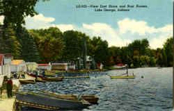 View Of East Shore And Boat Houses, Lake George Postcard