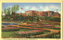 Italian Gardens And Wm. Penn High School Postcard