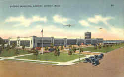 Detroit Municipal Airport Postcard