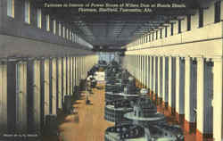 Turbines In Interior Of Power House Of Wilson Dam Muscle Shoals, AL Postcard Postcard