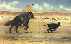 Get Along Little Doggie Cowboy Western Postcard Postcard