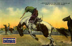A Bucking Bronco Tries Hard To Throw His Rider At An Oklahoma Rodeo Rodeos Postcard Postcard