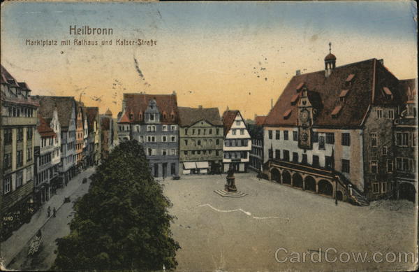 Marktplatz mit Rathaus und Kaiserstrasse Heilbronn Germany