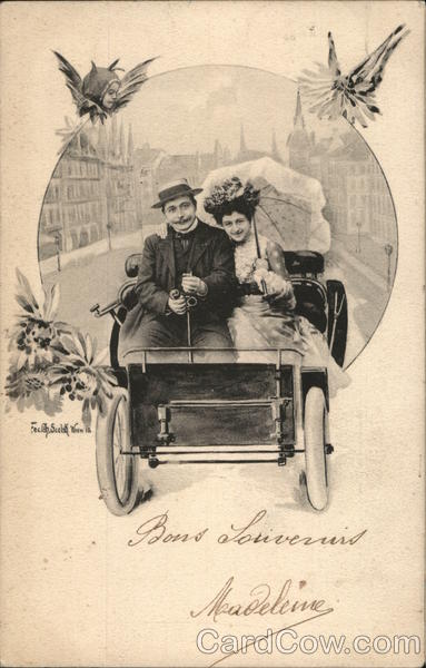 Couple in Early Automobile Vienna Austria