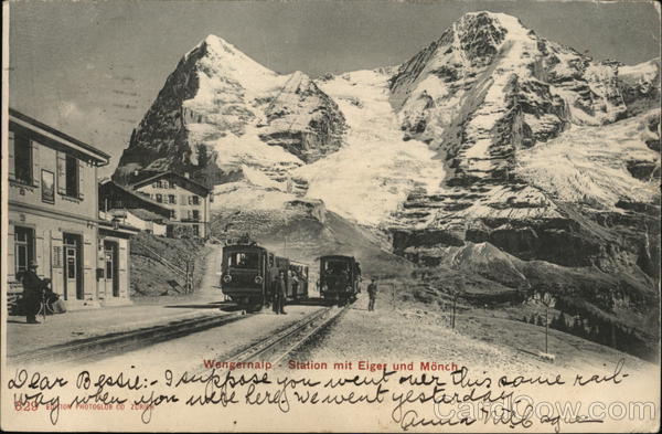 Wengernalp - Station mit Eiger und Monch Wengen Switzerland