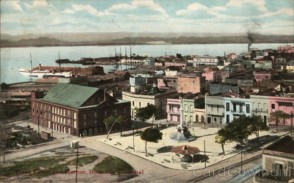 Plaza Colon and Harbor, from San Cristobal San Juan Puerto Rico