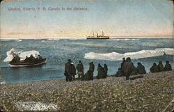 Whalen, Siberia, S. S. Corwin in the distance Russia Postcard Postcard