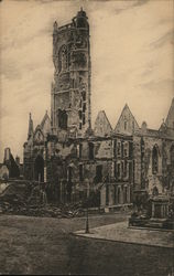 Church destroyed by shells Belgium or France World War I Postcard Postcard