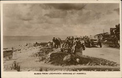 Buses from Lochranza arriving at Pirnmill isle of Aran, Scotland Postcard Postcard