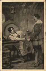 Painting of a Tavern Scene (Stuttgart), Germany Postcard Postcard