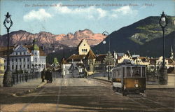 Die Dolomiten nach Sonnenuntergang von der TAlferbrucke in Bozen (Tirol) Bolzano, Italy Postcard Postcard