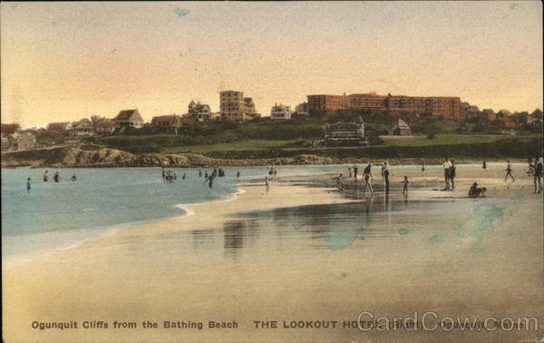 Ogunquit Cliffs from the Bathing Beach - The Lookout Hotel (right) Maine
