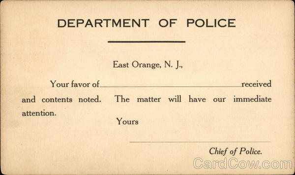 Department of Police East Orange New Jersey