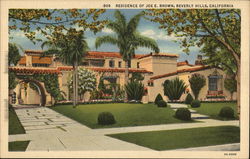 Residence of Joe E. Brown Beverly Hills, CA Postcard Postcard Postcard