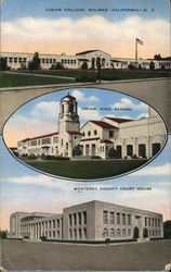 Monterey County Court House, Junior College and Union High School Postcard