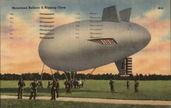 Motorized Balloon and Rigging Crew Aircraft Postcard Postcard Postcard