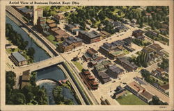 Aerial View of Business District Postcard