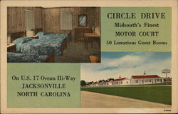 Circle Drive Motor Court Jacksonville, NC Postcard Postcard Postcard