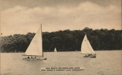 Sail Boats on Highland Lakes New Jersey Postcard Postcard Postcard