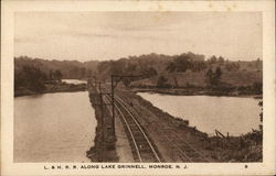 L. & H. R. R. Along Lake Grinnell Monroe, NJ Postcard Postcard Postcard