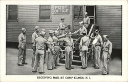 Receiving mail at camp Kilmer New Jersey Postcard Postcard Postcard