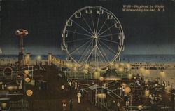 Playland by Night Wildwood-By-The-Sea, NJ Postcard Postcard Postcard