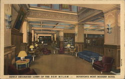 Newly Decorated Lobby of the Ben Milam - Houston's Most Modern Hotel Postcard