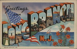 Greetings from Long Branch New Jersey Postcard Postcard Postcard