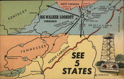 Big Walker Lookout - See 5 States Postcard