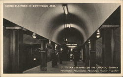 Center Platform in Downtown Area, Chicago Subway Illinois Postcard Postcard Postcard