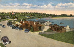 Northern Michigan's Big Attraction, Indian Village Postcard