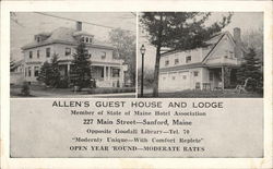 Allen's Guest House and Lodge Sanford, ME Postcard Postcard Postcard