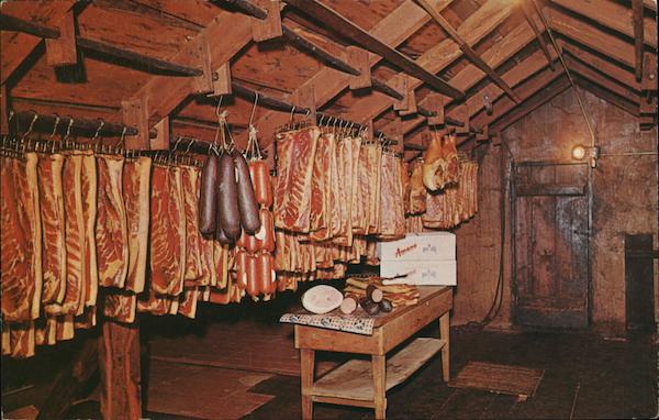 Amana Meat Shop - Meats hang from the garret rafters to be aged and hickory smoked Iowa