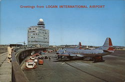 Greetings from Logan International Airport Boston, MA Postcard Postcard Postcard