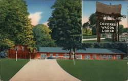 Covered Wagon Lodge Motel Vincennes, IN Postcard Postcard Postcard