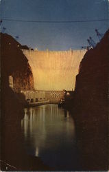 Hoover (Boulder) Dam at night Postcard