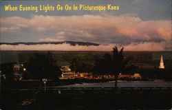 View of Town at Night Kailua-Kona, HI Postcard Postcard Postcard