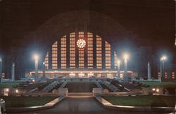 Night View of Cincinnati Union Terminal Ohio Postcard Postcard Postcard