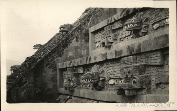 Closeup of Temple of Quetzalcoatl Teotihuacan Mexico