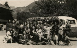 Snapshot of Tourists From Bus Postcard