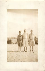 Snapshot of People on Beach - "Island Grove" Postcard