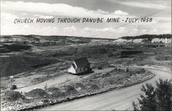 Church Moving Through Danube Mine July 1958 Bovey, MN Postcard Postcard 
