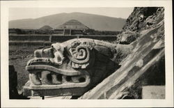Detail of Pyramid Carving Mexico Postcard Postcard Postcard