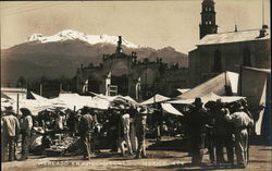 Market and Iztaccíhuatl Volcano Amecameca, Mexico Postcard Postcard Postcard
