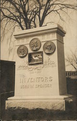 Monument to Inventors born in Spencer - Howe Family Massachusetts Postcard Postcard Postcard