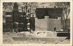 Building a Castle From Snow Greenfield, MA Postcard Postcard Postcard