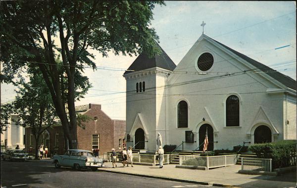 Along Federal Street, Our Lady of the Isle Church and Post Office Nantucket Massachusetts